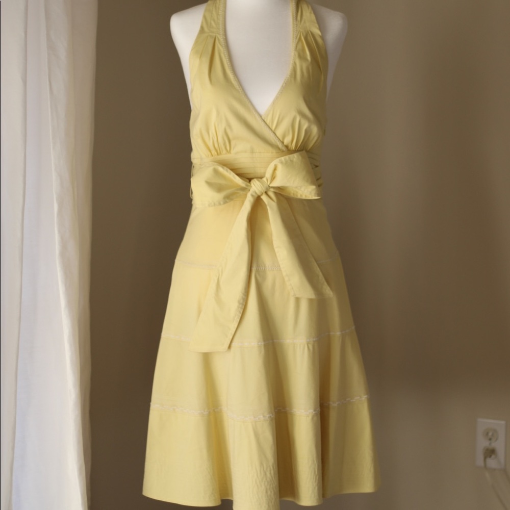 BCBG pale yellow halter dress
